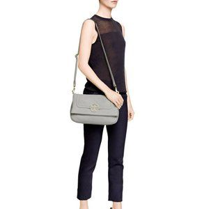 Tory Burch Amanda Grey Fold Over Crossbody Purse Bag